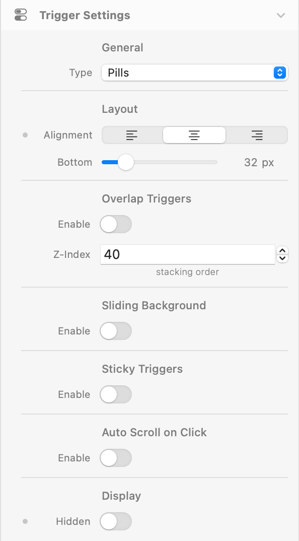 Toggler - Trigger Settings