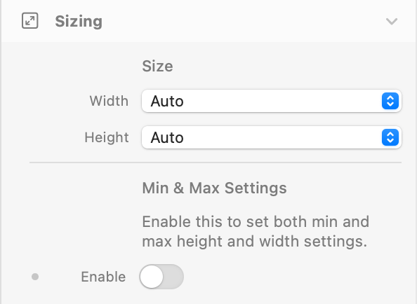 Toggler - Sizing