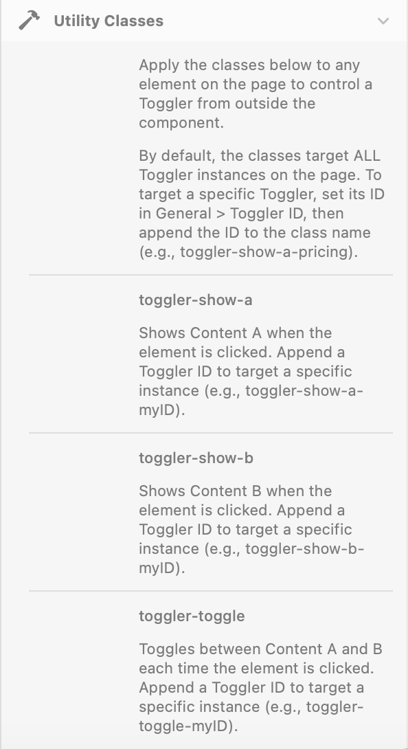 Toggler - Utility Classes